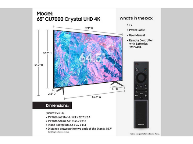 Samsung 65" Class Crystal UHD CU7000