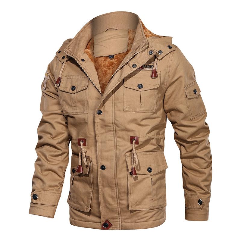 Male Military Jacket Warm Hooded Coat Thermal Thick Outerwear