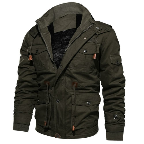 Male Military Jacket Warm Hooded Coat Thermal Thick Outerwear
