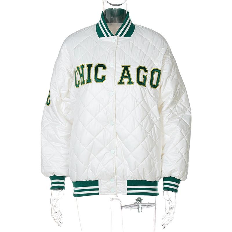 Casual Jacket Varsity Women Patchwork Print Oversized Baseball Bomber