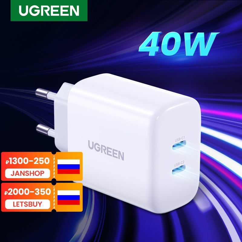 UGREEN Dual 20W PD USB C Charger for iPhone 13 12 Fast Charger Quick
