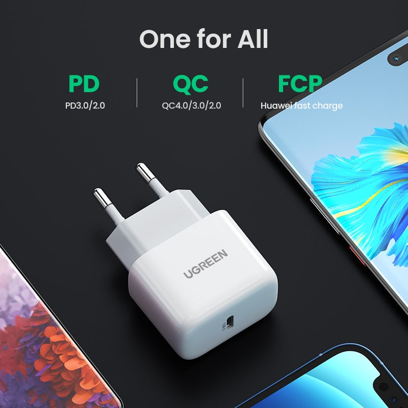 UGREEN USB Type C Charger 20W PD Fast Charger for iPhone 13 12 8 Quick
