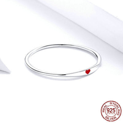 Sterling Silver Simple Heart Engrave Rings Engagement Jewelry