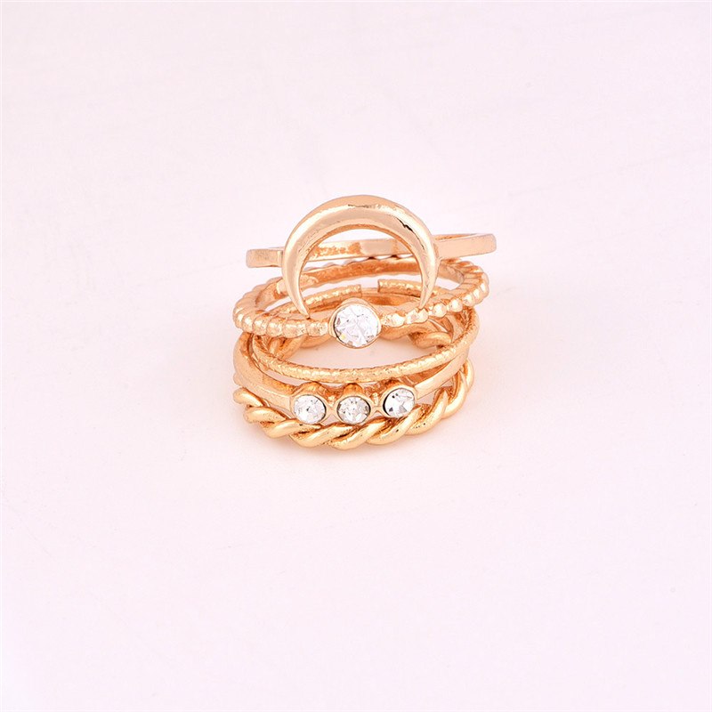 Brief 5pcs/set CZ Crystal Midi Rings for Women Bohemian Moon Charms