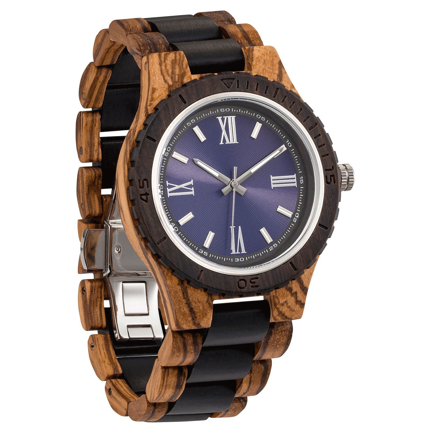 Men's Handcrafted Engraving Zebra & Ebony Wood Watch - Best Gift Idea!