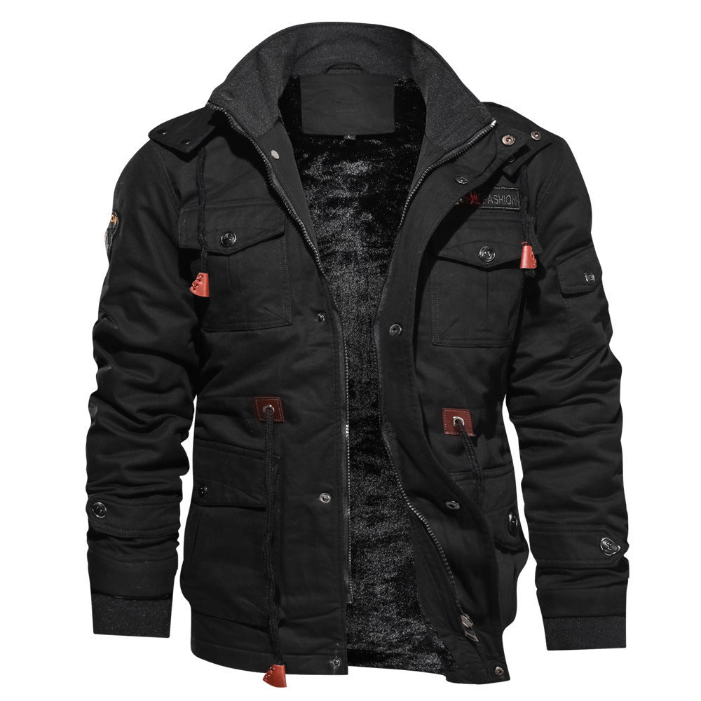 Male Military Jacket Warm Hooded Coat Thermal Thick Outerwear