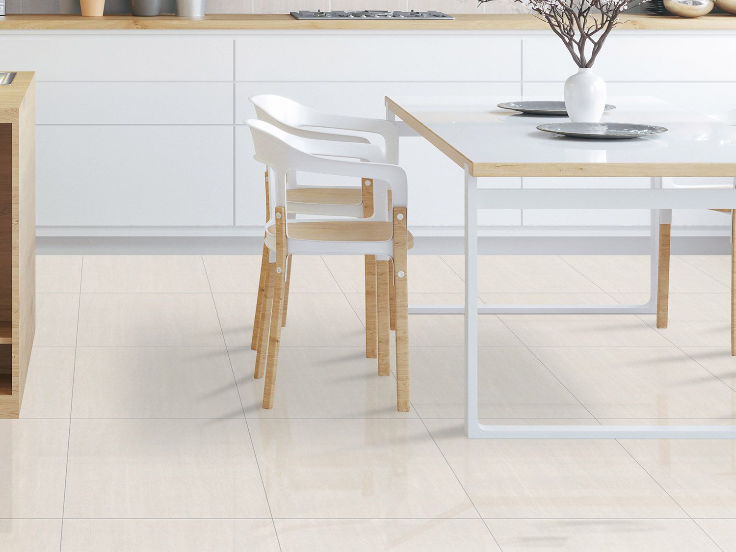 Felicity White Shiny Rectified Hard Body Ceramic Floor Tile - 600 x 600mm