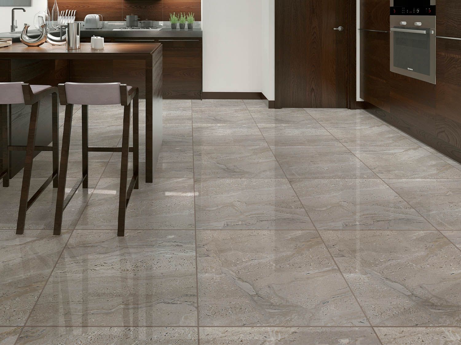 Pascal Ivory EcoTec Rectified Shiny Hard Body Ceramic Floor Tile - 600 x 600mm
