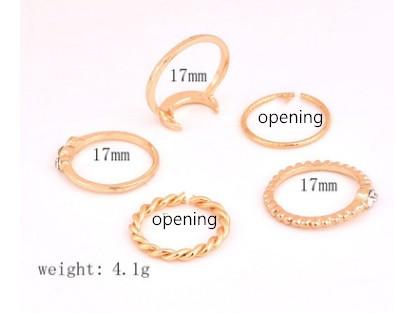 Brief 5pcs/set CZ Crystal Midi Rings for Women Bohemian Moon Charms