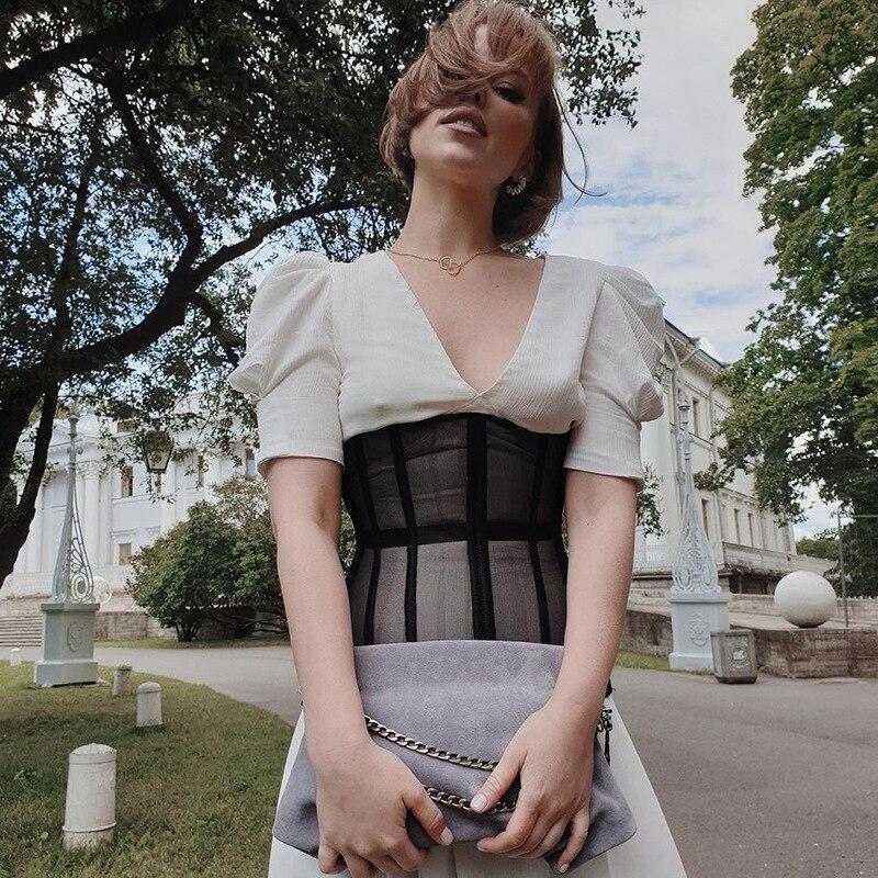 Strapless Tube Mesh See Through Crop Top