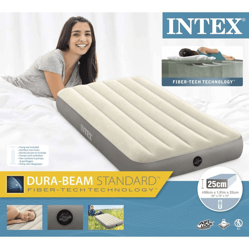 Intex Deluxe Single-High Dura-Beam Airbed -  white-grey - myhoodmarket