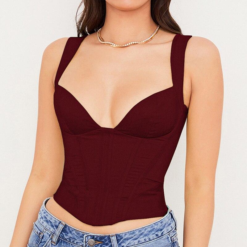 Satin Boned Pads Backless Zipper 2 Layer Stretch Sexy Bodycon Crop Top