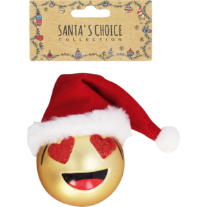 Santa's Choice Collection Gold Heart Eyes Emoticon Tree Decoration