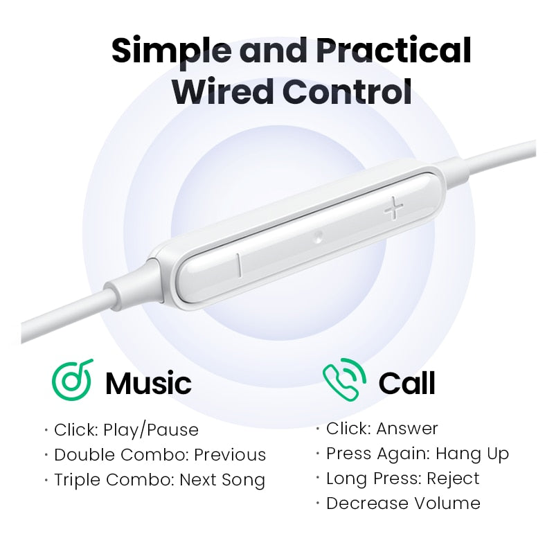 UGREEN 3.5mm USB Type C Lightning MFi Certified Wired Earbuds