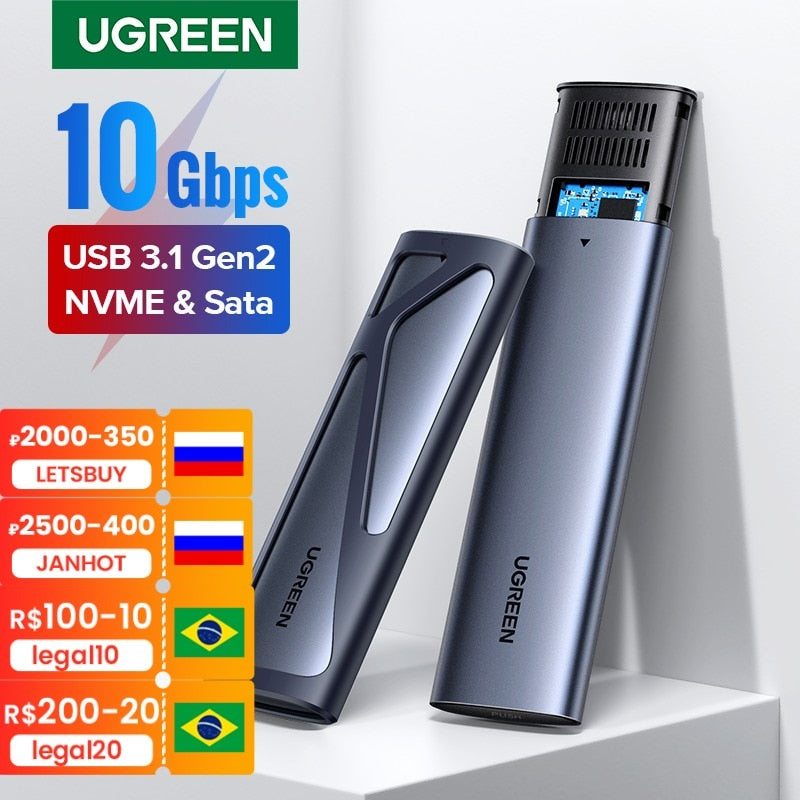 UGREEN M.2 NVMe SSD Enclosure Dual Protocol NVMe SATA to USB 3.1 Gen2