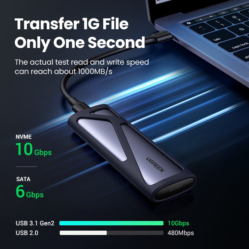 UGREEN M.2 NVMe SSD Enclosure Dual Protocol NVMe SATA to USB 3.1 Gen2