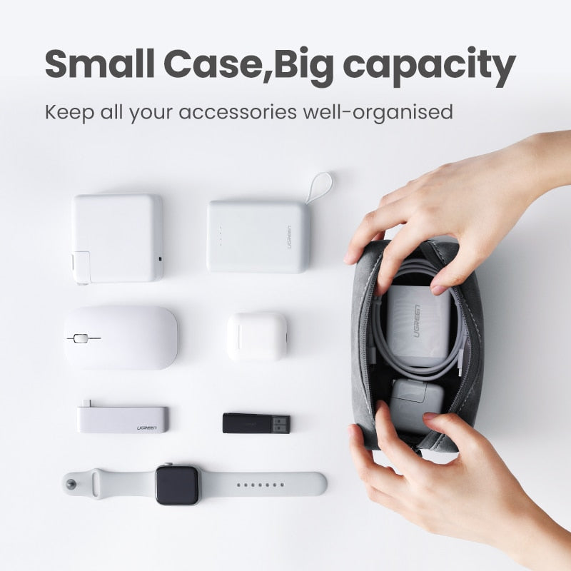 UGREEN Organizer Bag Leather Storage Case for Wired Headphones