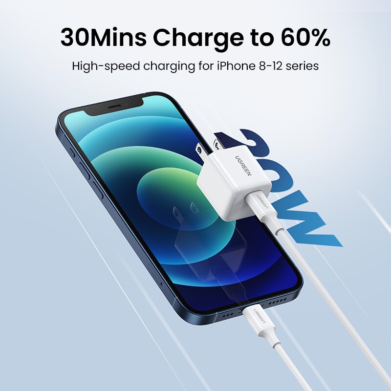 UGREEN iPhone Charger, 20W PD 3.0 Durable Compact Fast Charger, USB C