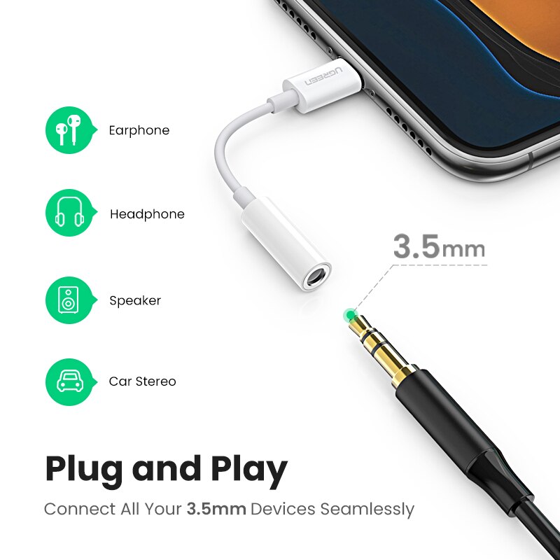 Ugreen MFi Lightning to 3.5mm Jack Headphones Adapter 3.5 AUX Cable