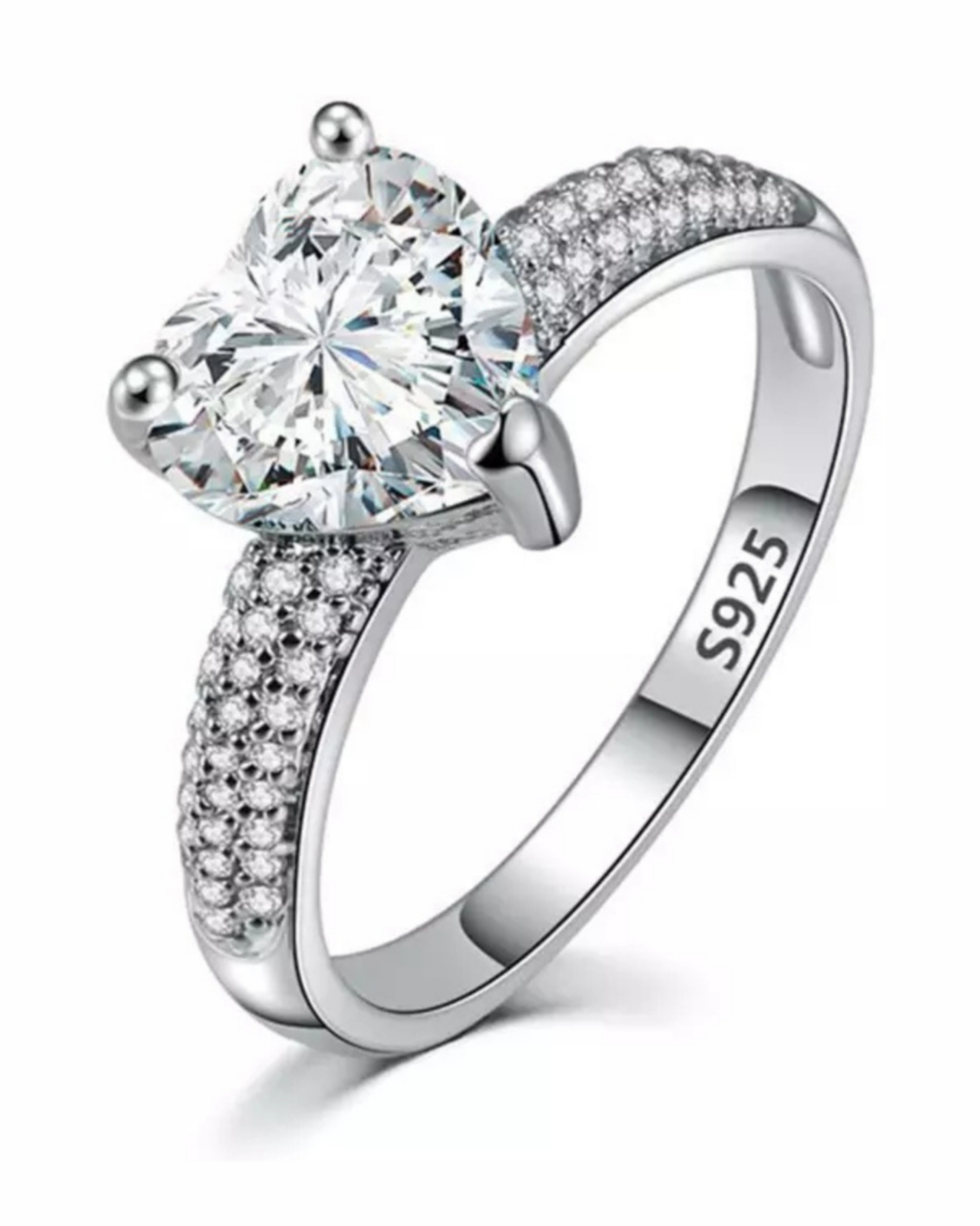 Heart Ice Crushed 925 Sterling Silver & 18 Karats Gold Plated Ring