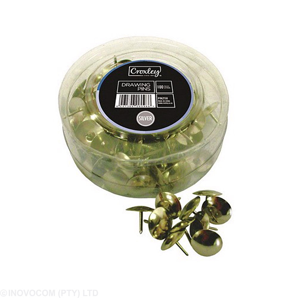 Croxley Drawing Pins 11mm Silver Pack (Pack of 100 Pins)